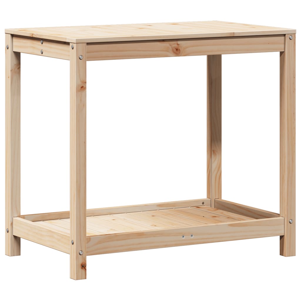 Riiuliga istutuslaud, 82,5 x 50 x 75 cm, männipuit