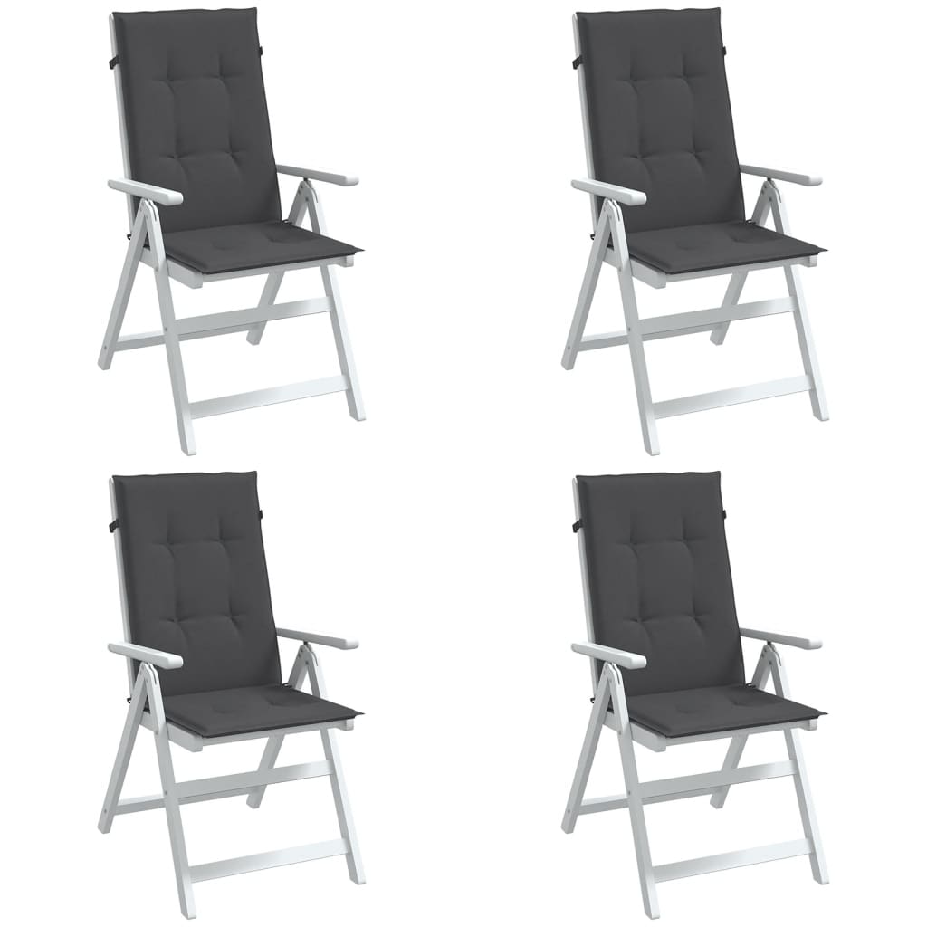 Kõrge seljatoega toolipadjad 4 tk antratsiit 120x50x4cm, kangas