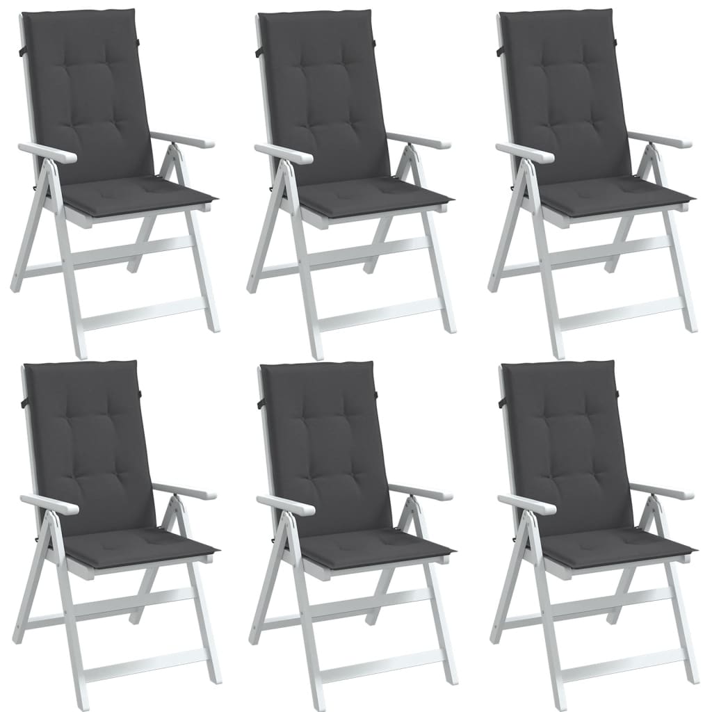Kõrge seljatoega toolipadjad 6 tk antratsiit 120x50x4cm, kangas