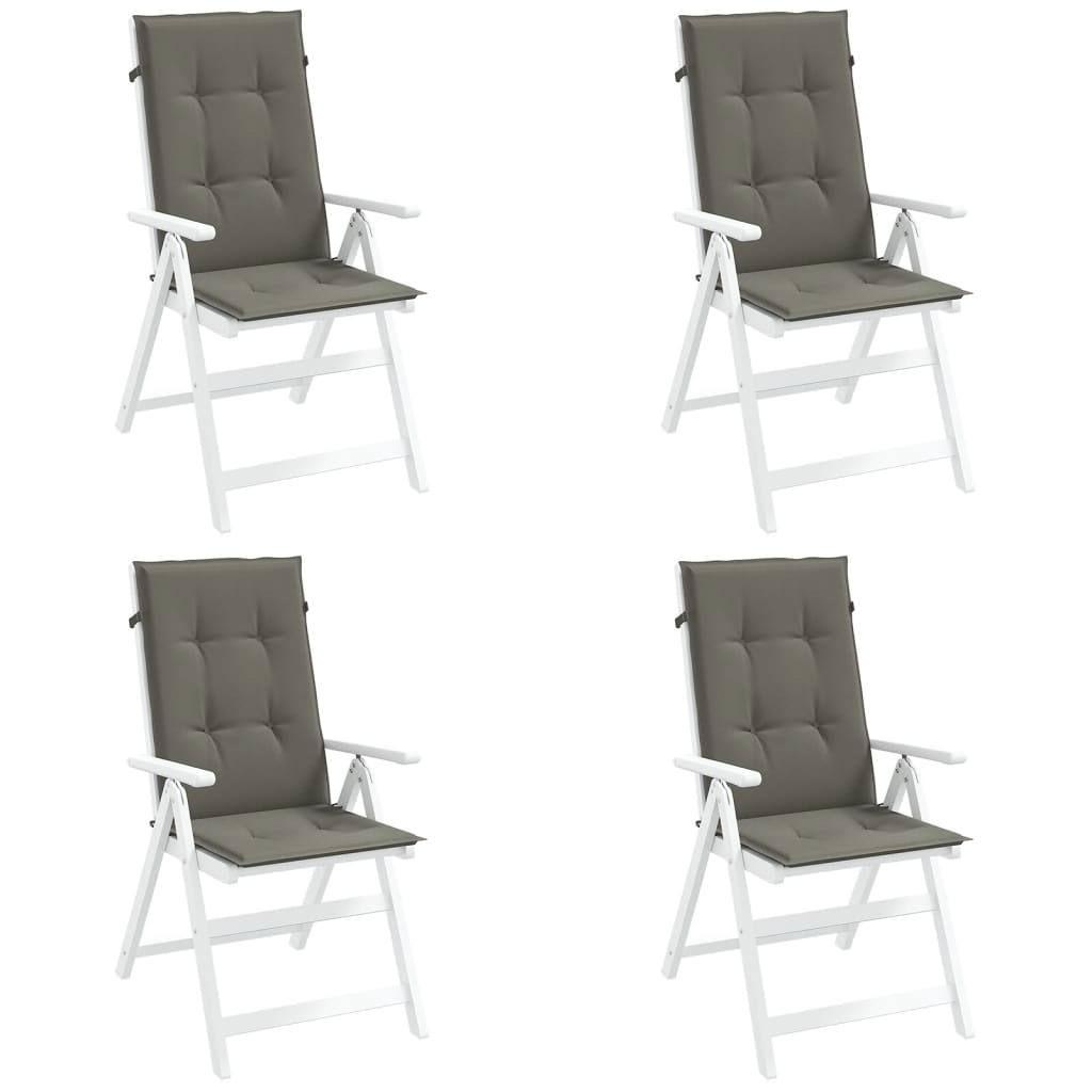 Kõrge seljatoega toolipadjad 4 tk, tumehall, 120x50x4cm, kangas