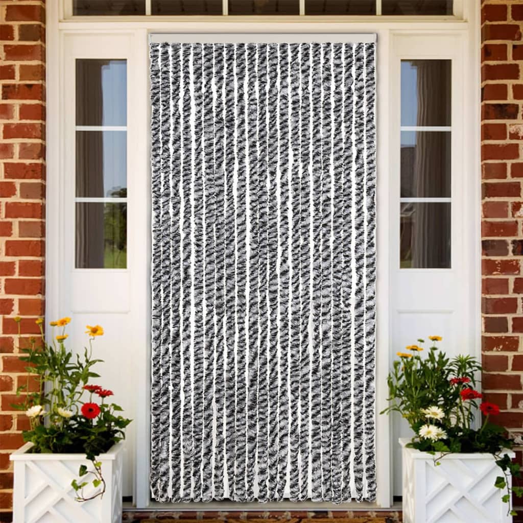 Putukakardin, hall/must/valge, 90 x 220 cm, šenill