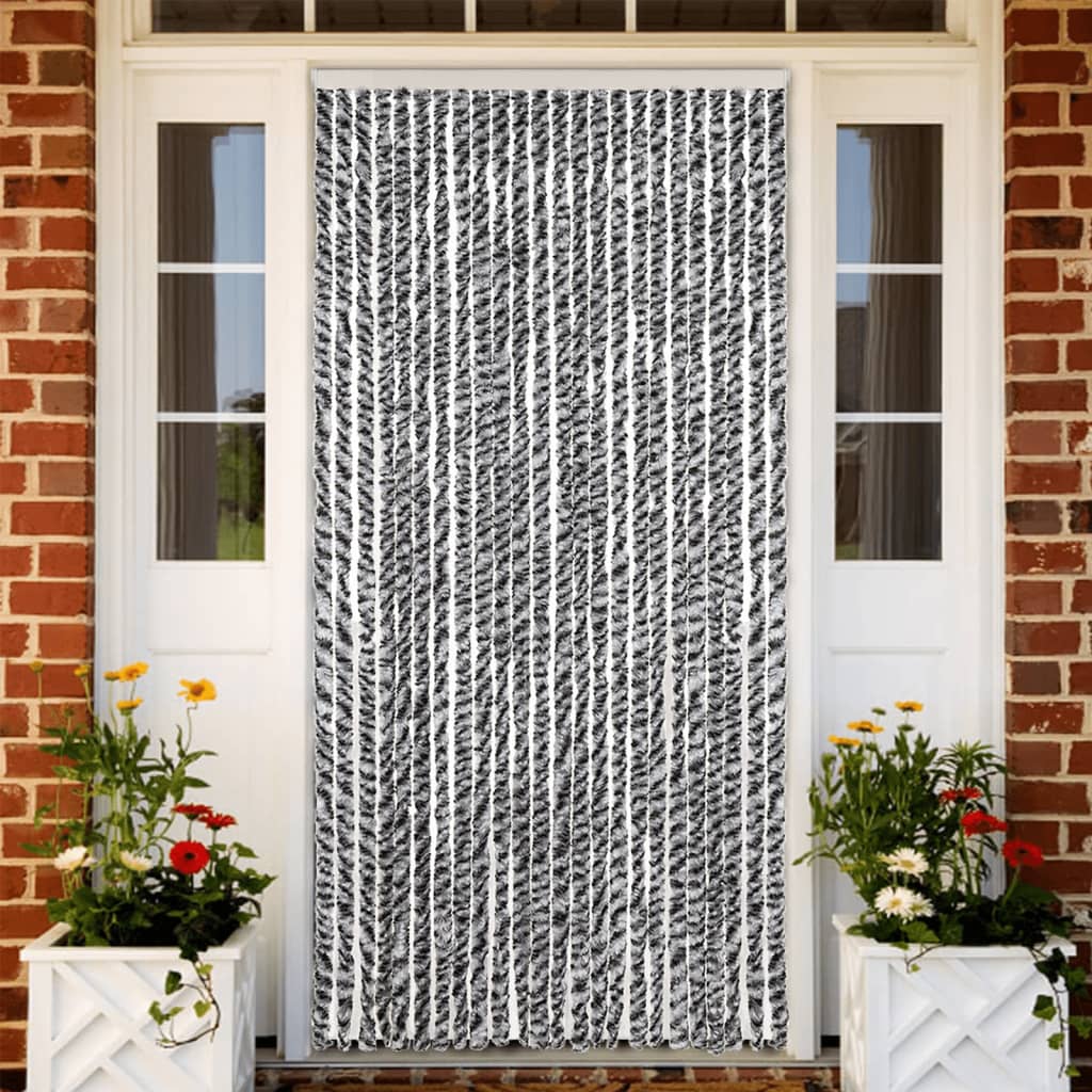 Putukakardin, hall/must/valge, 100 x 230 cm, šenill