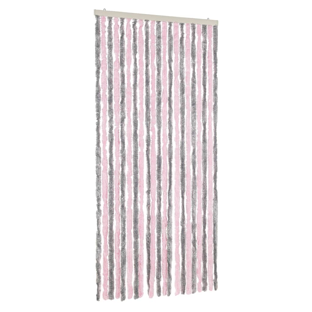 Putukakardin, hõbehall ja roosa, 90 x 220 cm, šenill