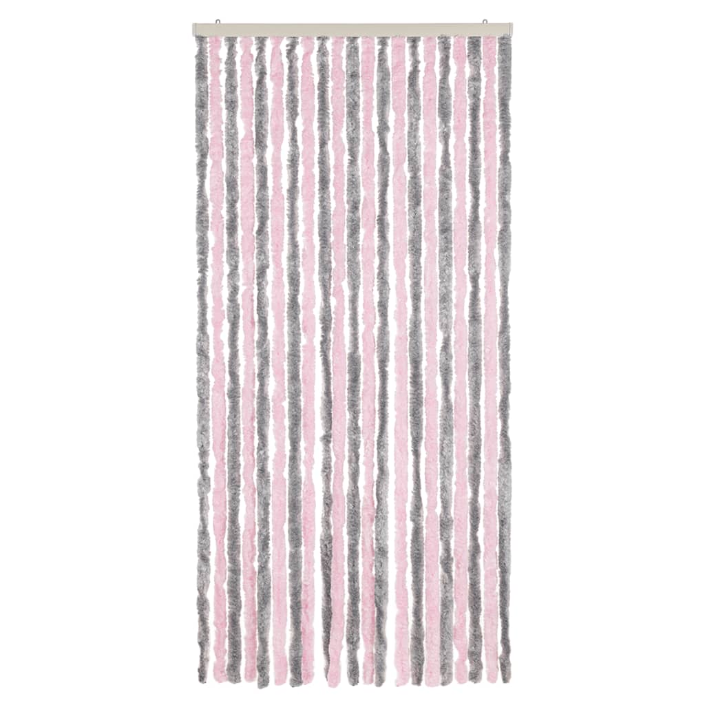 Putukakardin, hõbehall ja roosa, 90 x 220 cm, šenill
