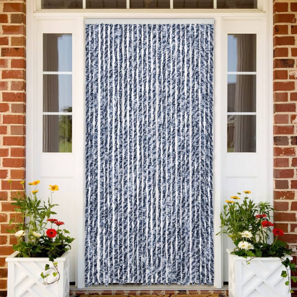 Putukakardin, sinine ja valge, 100 x 230 cm, šenill