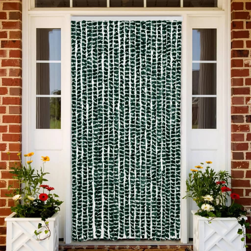 Putukakardin, roheline ja valge, 90 x 200 cm, šenill