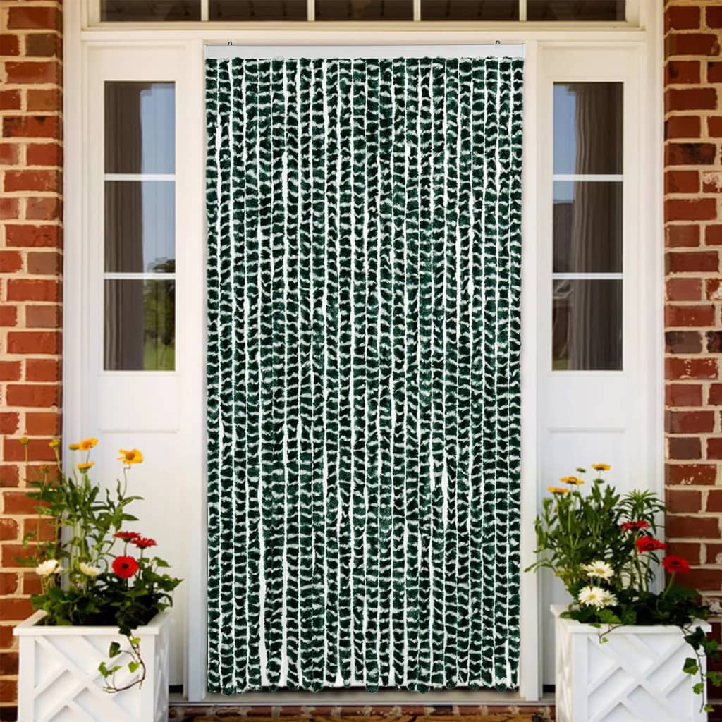 Putukakardin, roheline ja valge, 100 x 230 cm, šenill