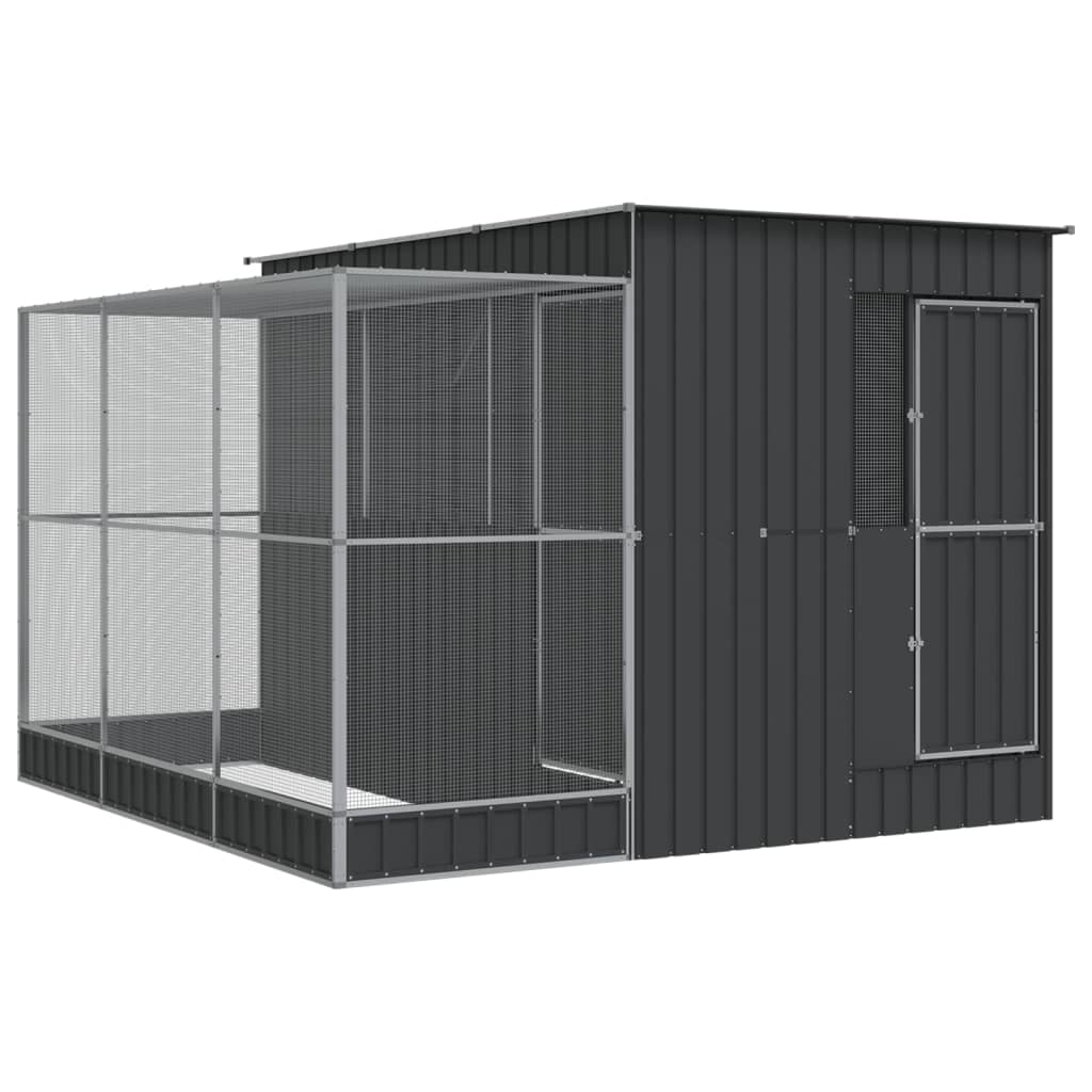 Linnumaja pikendusega, hõbedane, 290 x 303 x 216 cm, teras