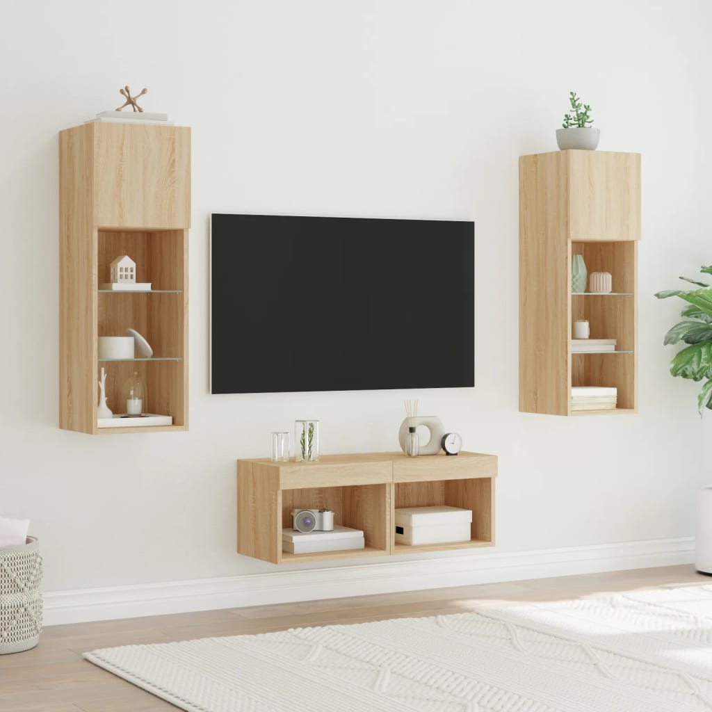 4-osaline telerikappide komplekt LED-tuledega, Sonoma tamm