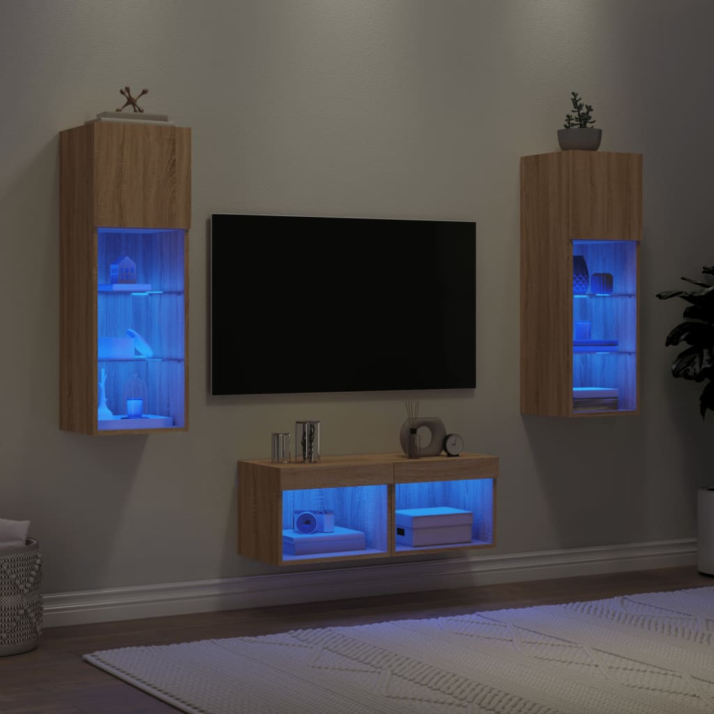 4-osaline telerikappide komplekt LED-tuledega, Sonoma tamm