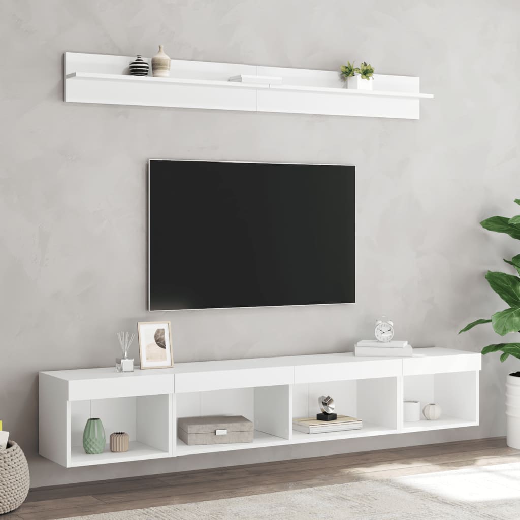 5-osaline telerikappide komplekt LED-tuledega, valge, tehispuit