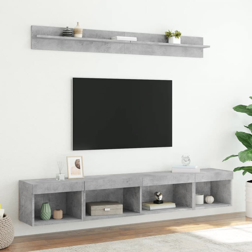 5-osaline telerikappide komplekt LED-tuledega, betoonhall