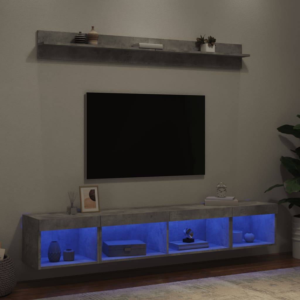 5-osaline telerikappide komplekt LED-tuledega, betoonhall