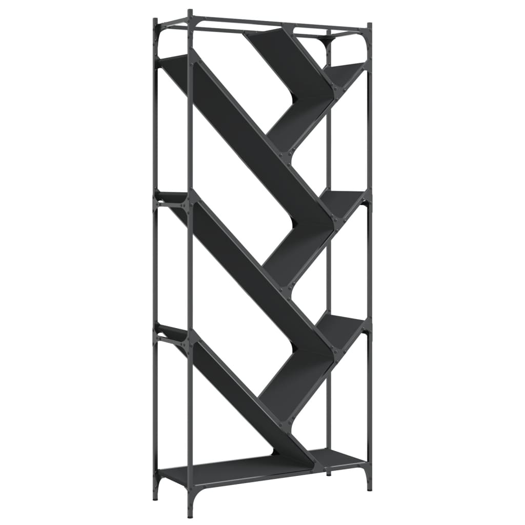 Raamatualus, must, 79 x 30 x 180 cm, tehispuit ja metall