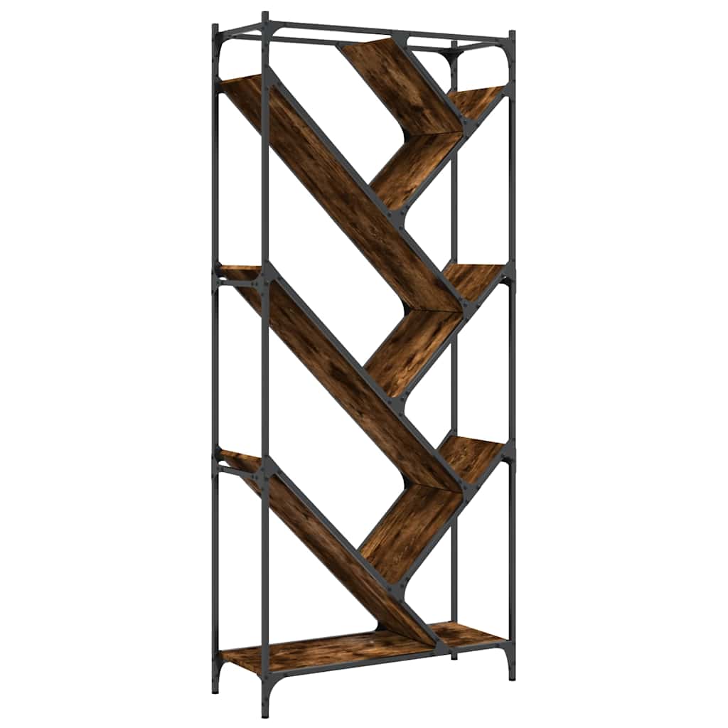 Raamatualus, suitsutamm, 79 x 30 x 180 cm, tehispuit ja metall