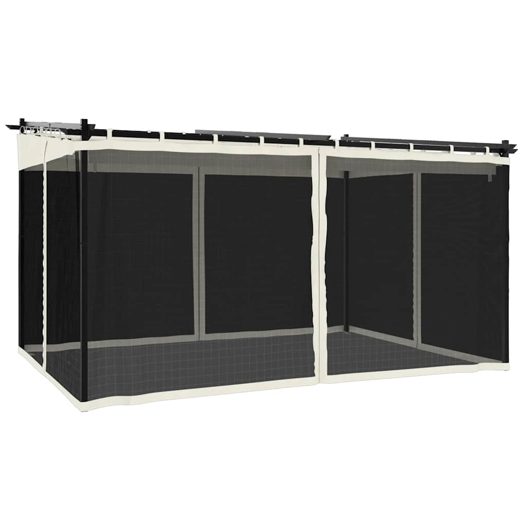Võrkseintega paviljon, kreemjas, 4x3 m, teras