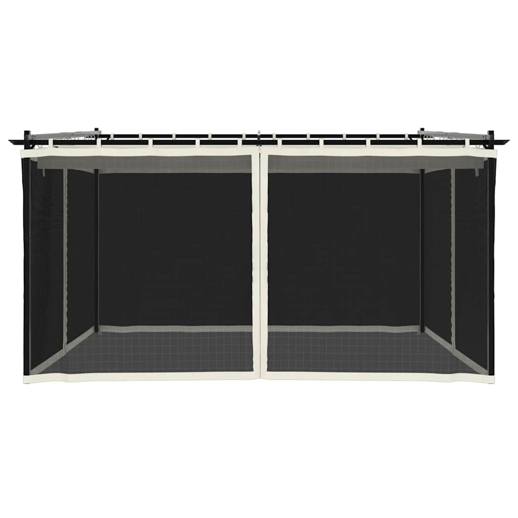 Võrkseintega paviljon, kreemjas, 4x3 m, teras