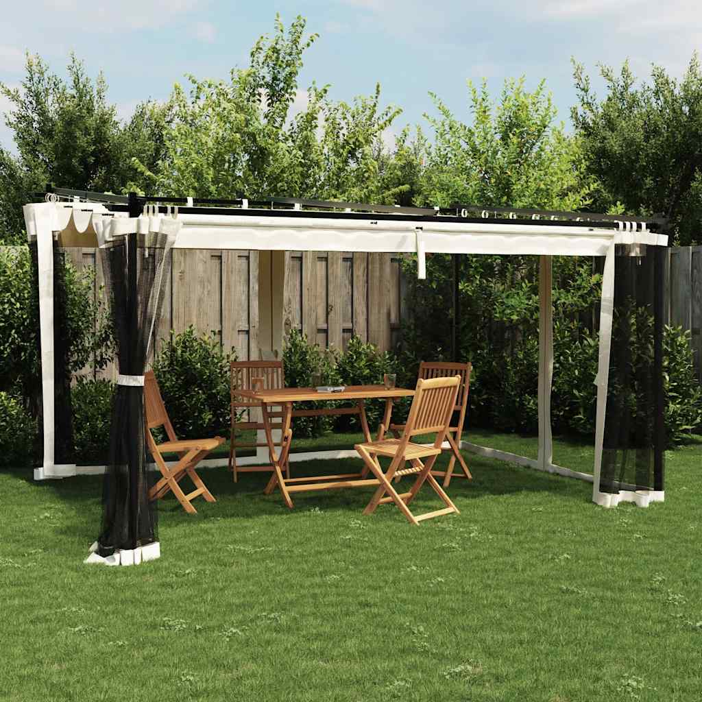 Võrkseintega paviljon, kreemjas, 4x3 m, teras