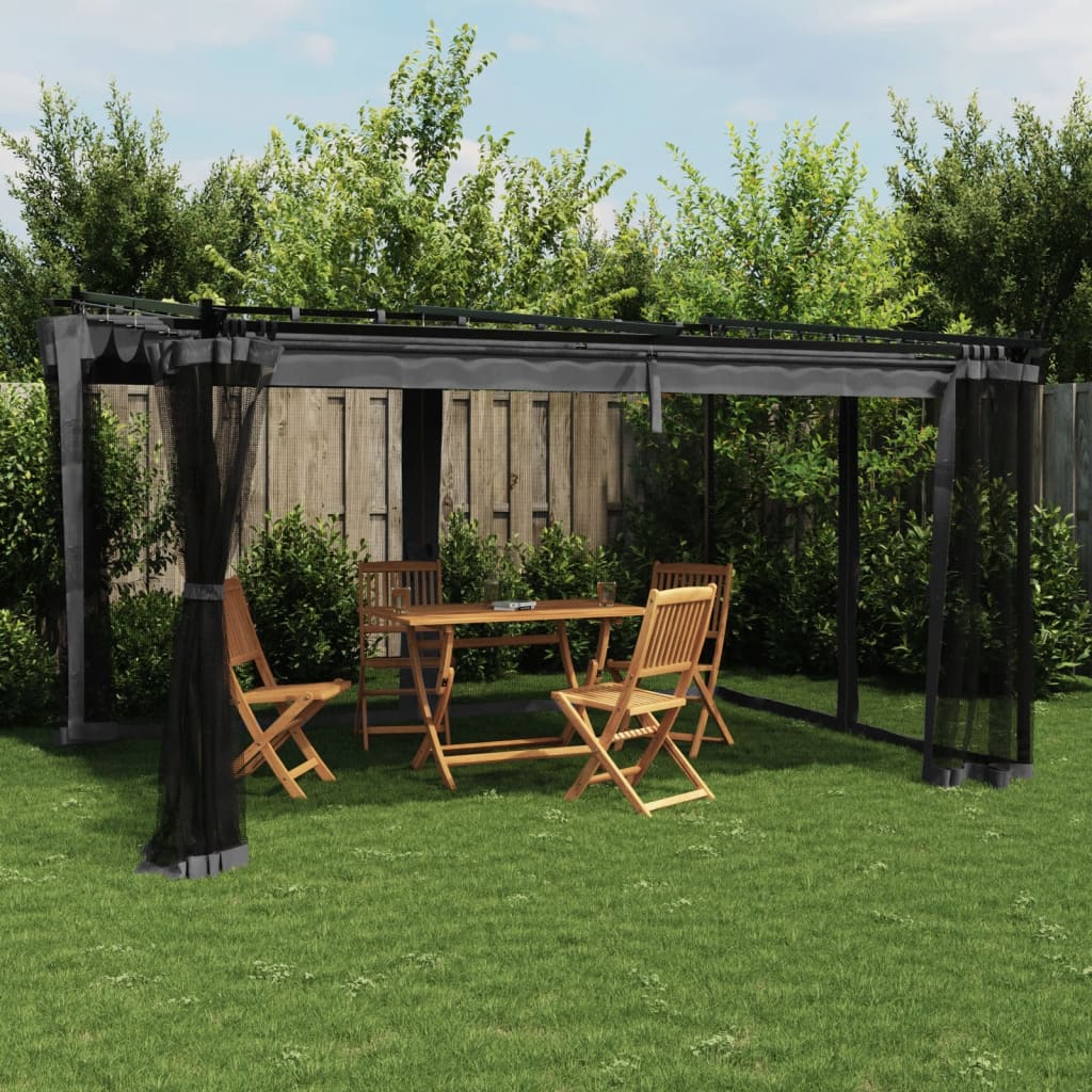 Võrkseintega paviljon, antratsiithall, 4x3 m, teras