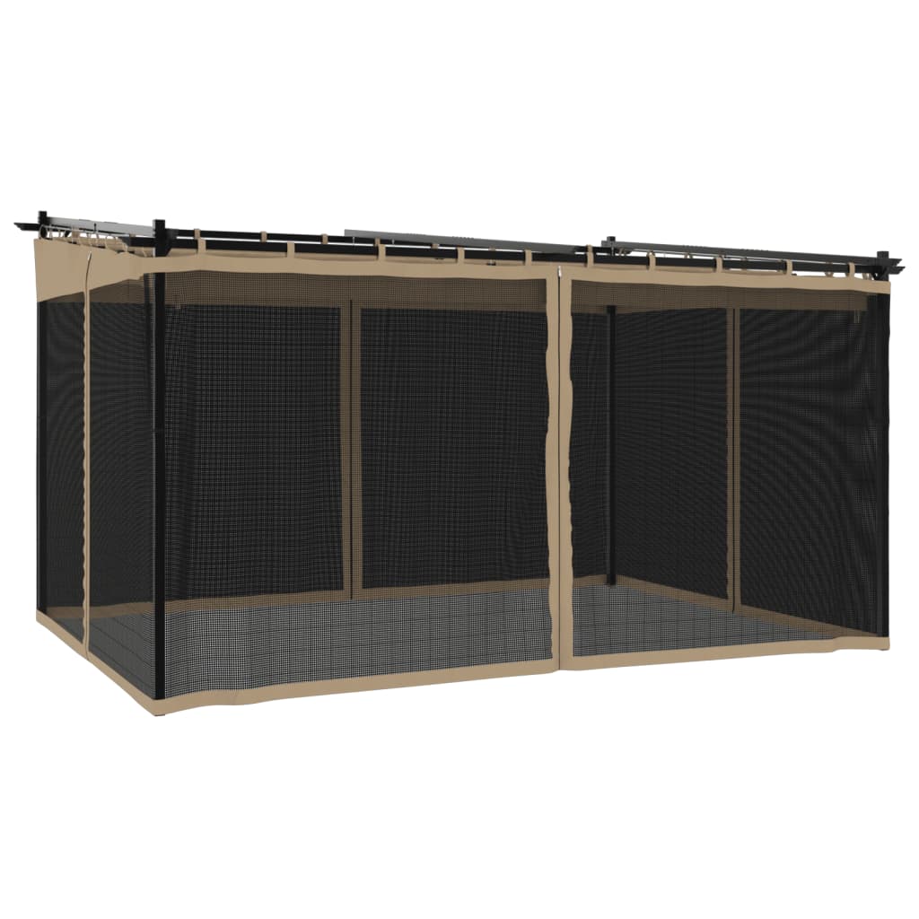 Võrkseintega paviljon, pruunikashall, 4x3 m, teras