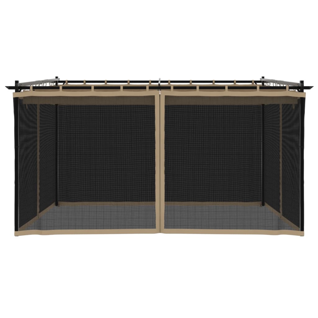Võrkseintega paviljon, pruunikashall, 4x3 m, teras
