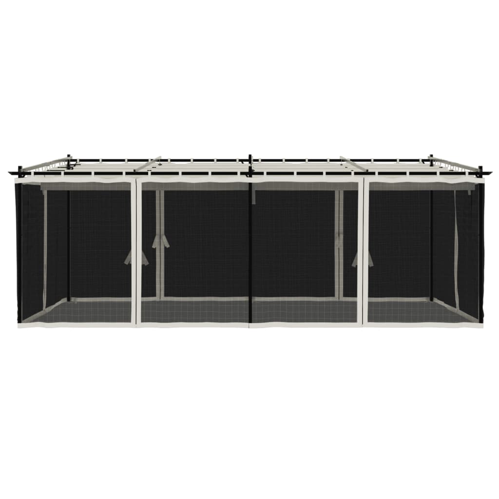 Võrkseintega paviljon, kreemjas, 6x3 m, teras