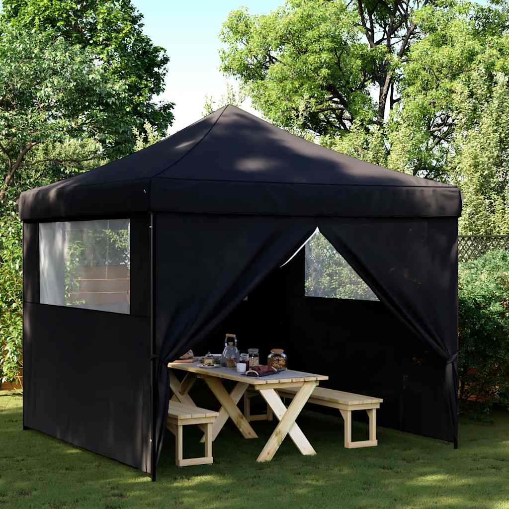 Kokkupandav pop-up peotelk 4 külgseinaga, must