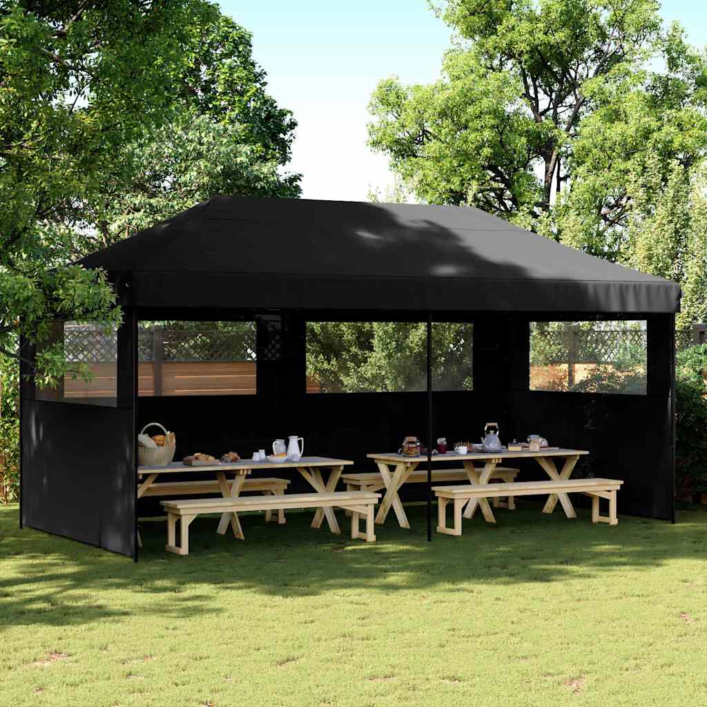 Kokkupandav pop-up peotelk 3 külgseinaga, must
