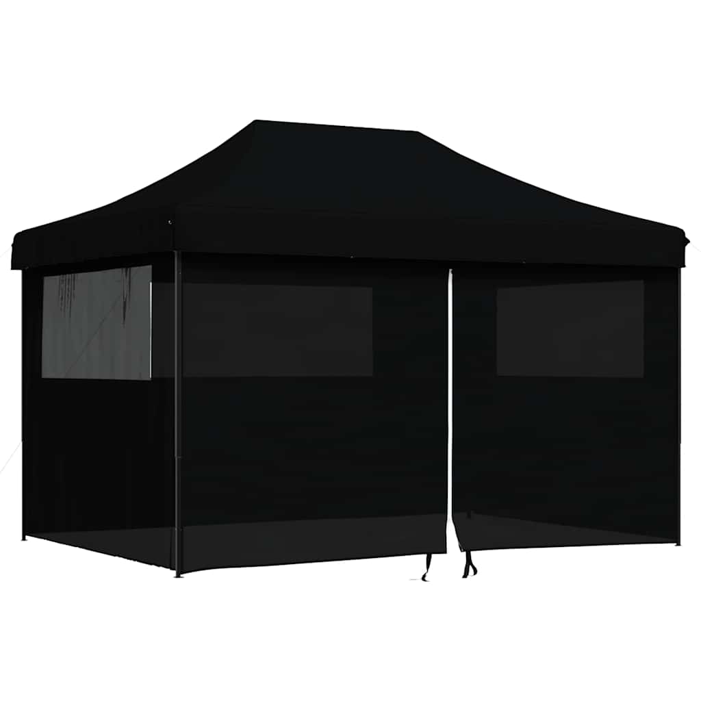 Kokkupandav pop-up peotelk 4 külgseinaga, must