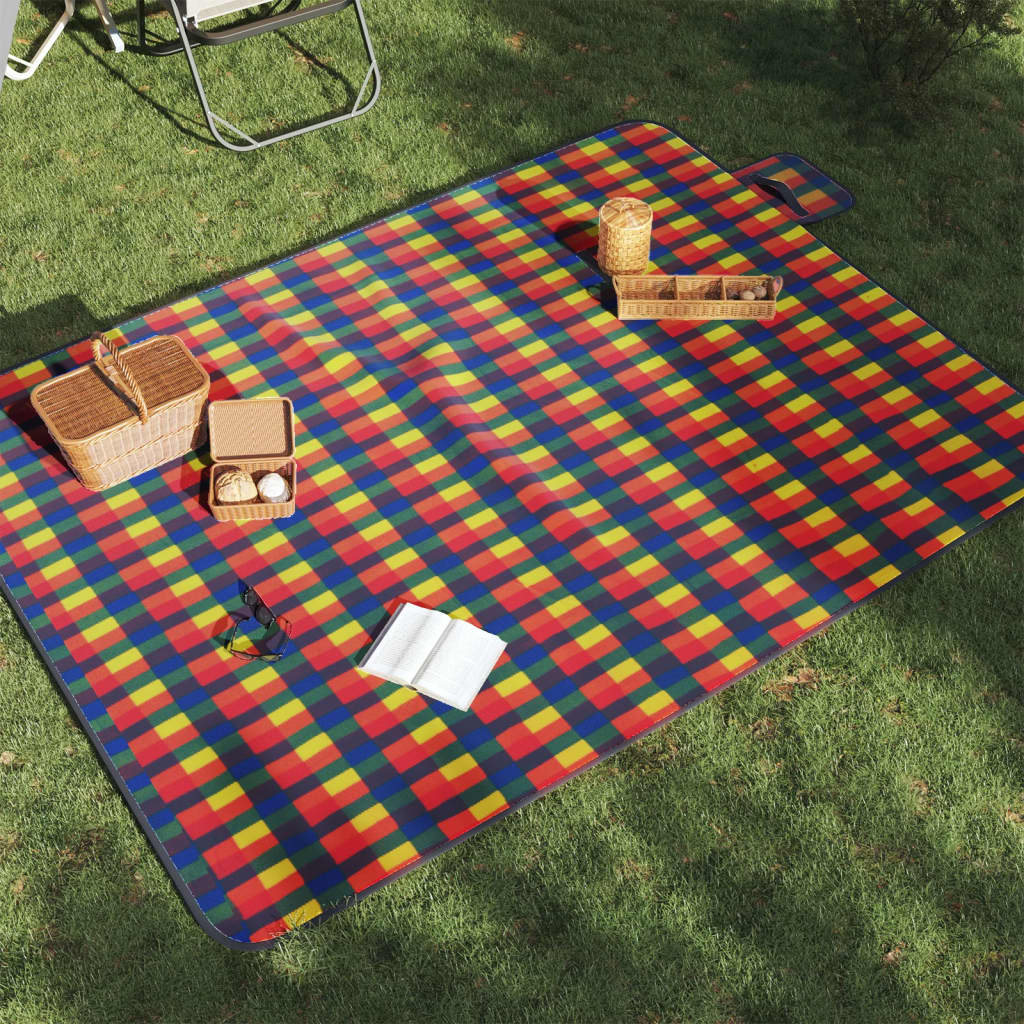 Kokkupandav piknikutekk, mitmevärviline, 200x150 cm, samet