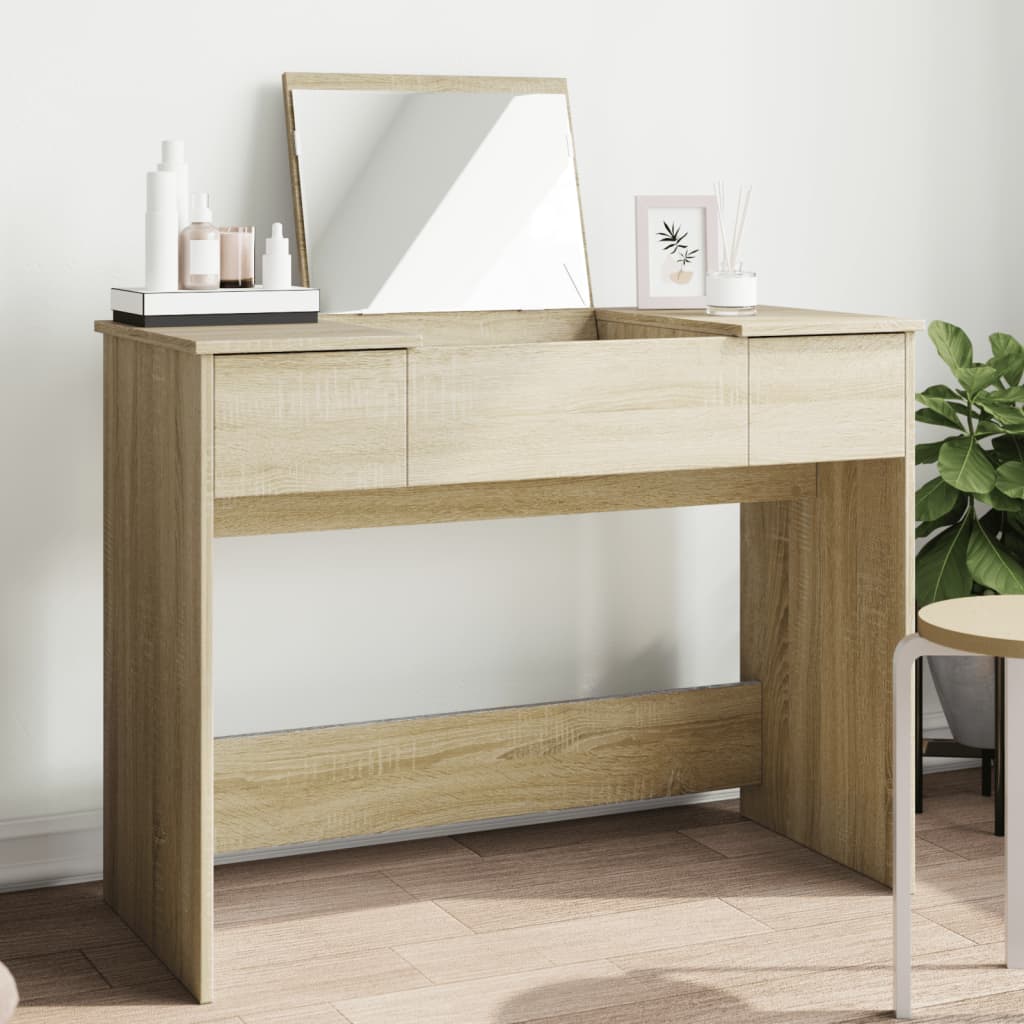 Peegliga tualettlaud, Sonoma tamm, 100x45x76 cm