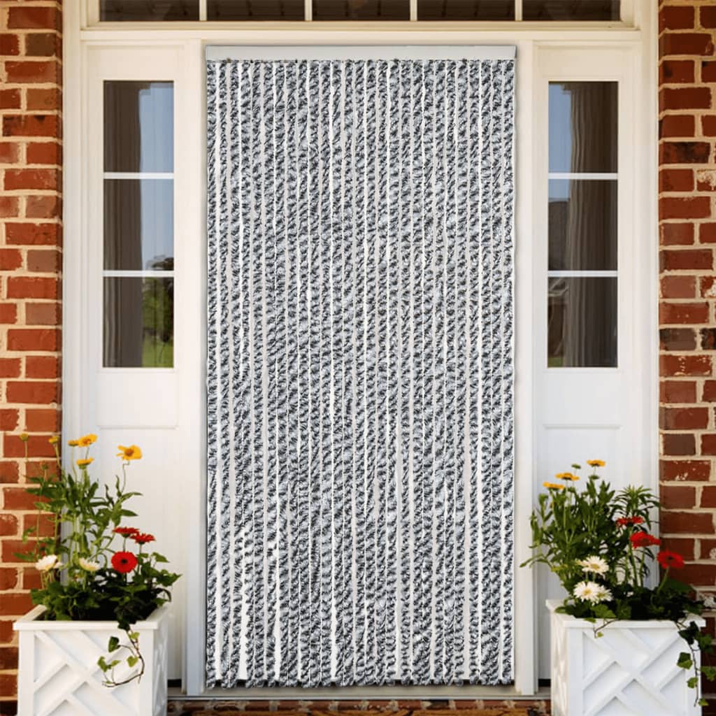 Putukakardin, hall/must/valge, 118x220 cm, šenill