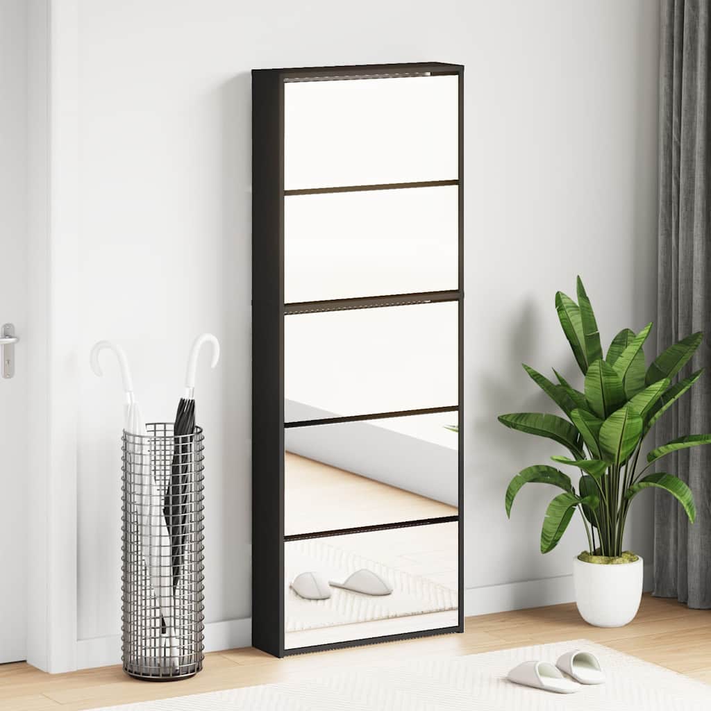 Kingakapp peegliga 5 sahtlit, must 63 x 17 x 102,5 cm