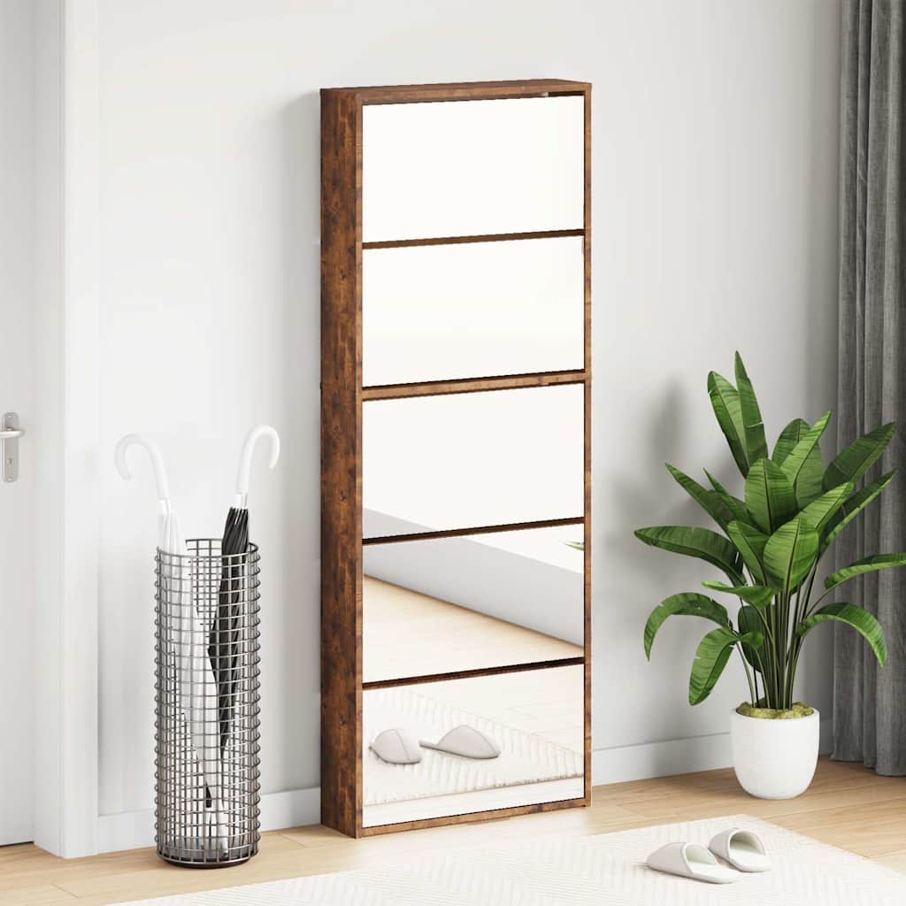 5 sahtliga kingakapp peegliga, suitsutatud tamm, 63x17x169,5 cm