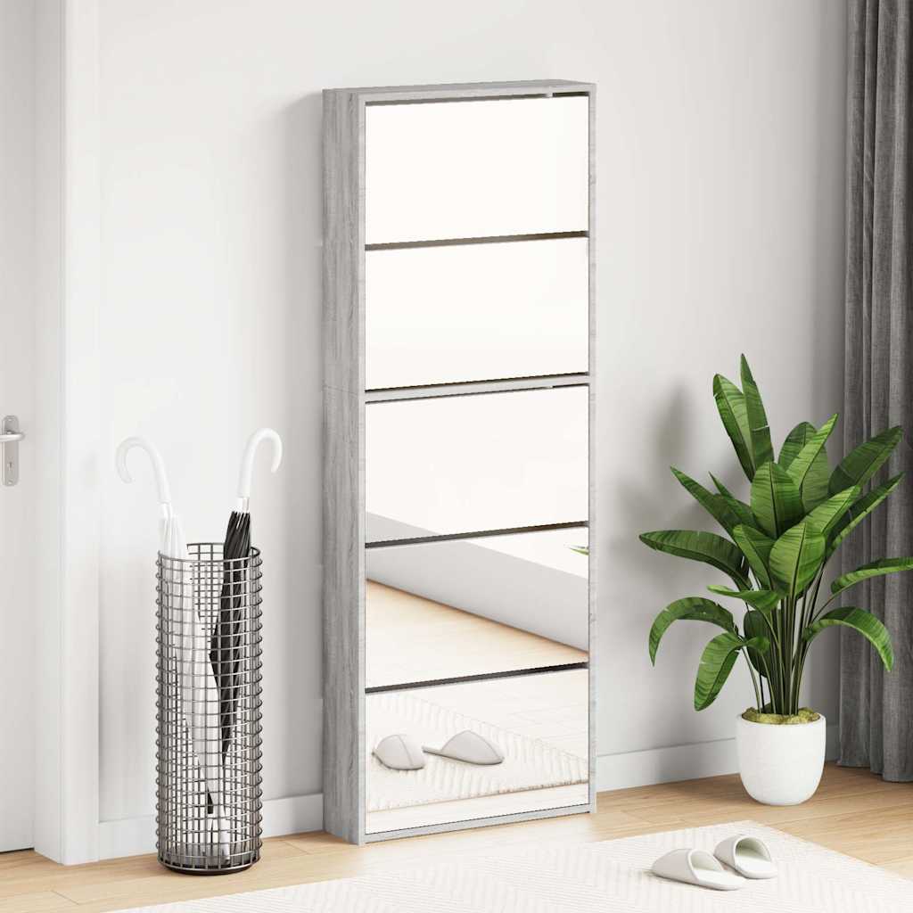 5 sahtliga kingakapp peegliga, hall Sonoma tamm, 63x17x169,5 cm