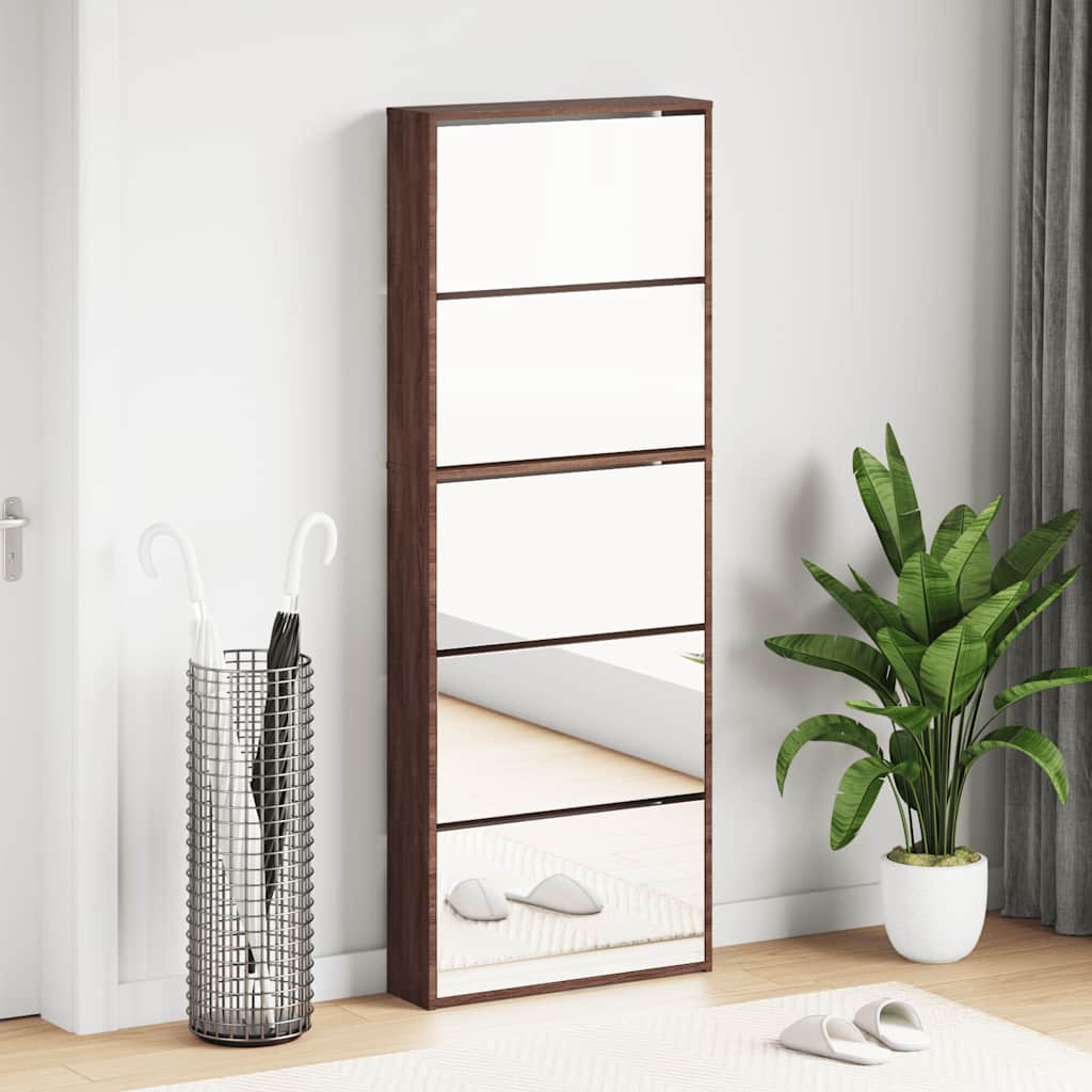 5 sahtliga kingakapp peegliga, pruun tamm, 63x17x169,5 cm