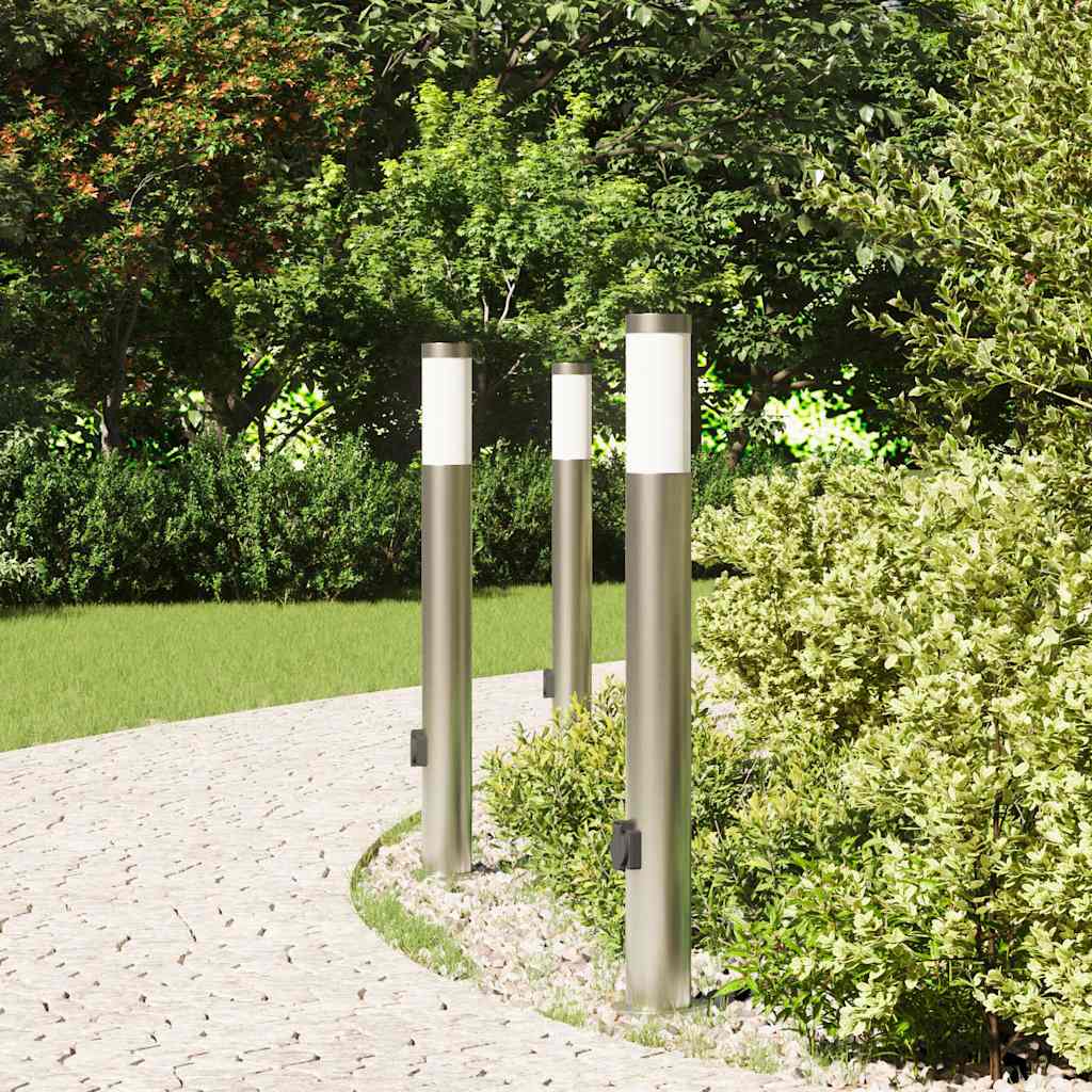 Pollarvalgustid pistikupesaga, 3 tk, 80 cm, roostevabast terasest, IP44