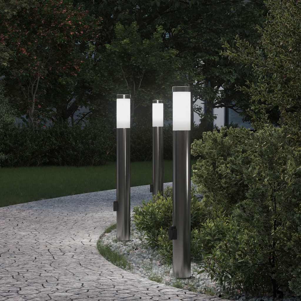 Pollarvalgustid pistikupesaga, 3 tk, 80 cm, roostevabast terasest, IP44