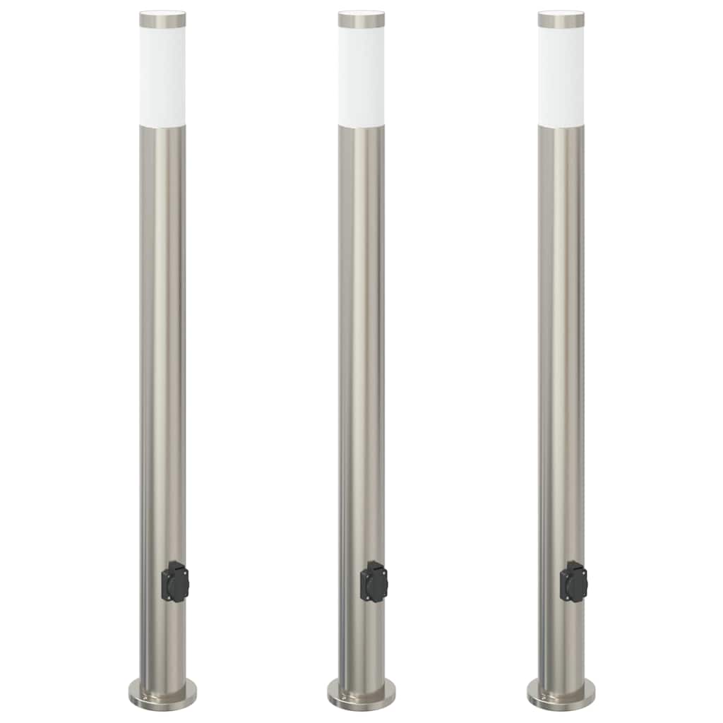 Pollarvalgustid pistikupesaga, 3 tk, 110 cm, roostevaba teras, IP44