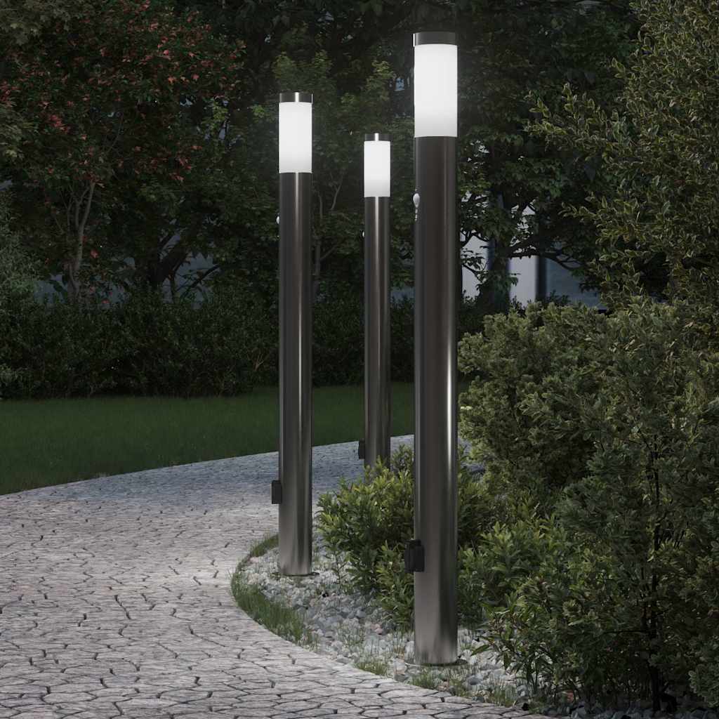 Anduri ja pistikupesaga postvalgustid, 3 tk, 110 cm, roostevaba teras, IP44