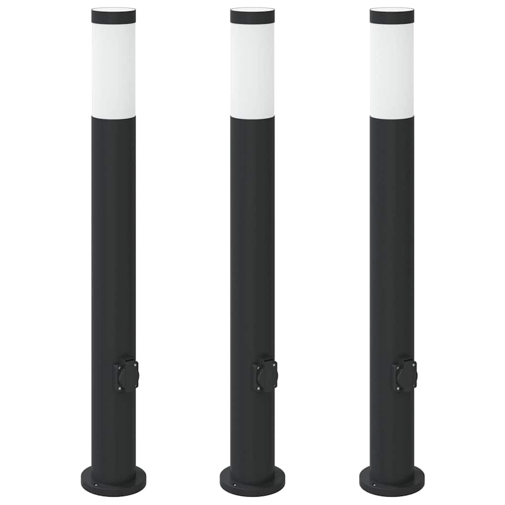 Pollarvalgustid pistikupesaga, 3 tk, 80 cm, roostevabast terasest, IP44