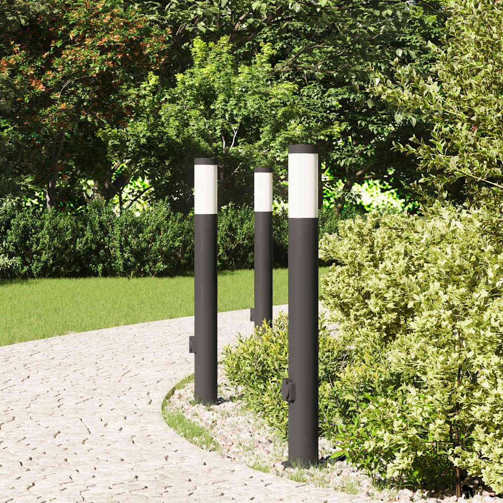 Pollarvalgustid pistikupesaga, 3 tk, 80 cm, roostevabast terasest, IP44