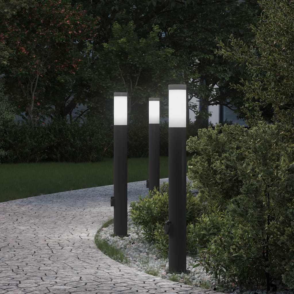 Pollarvalgustid pistikupesaga, 3 tk, 80 cm, roostevabast terasest, IP44
