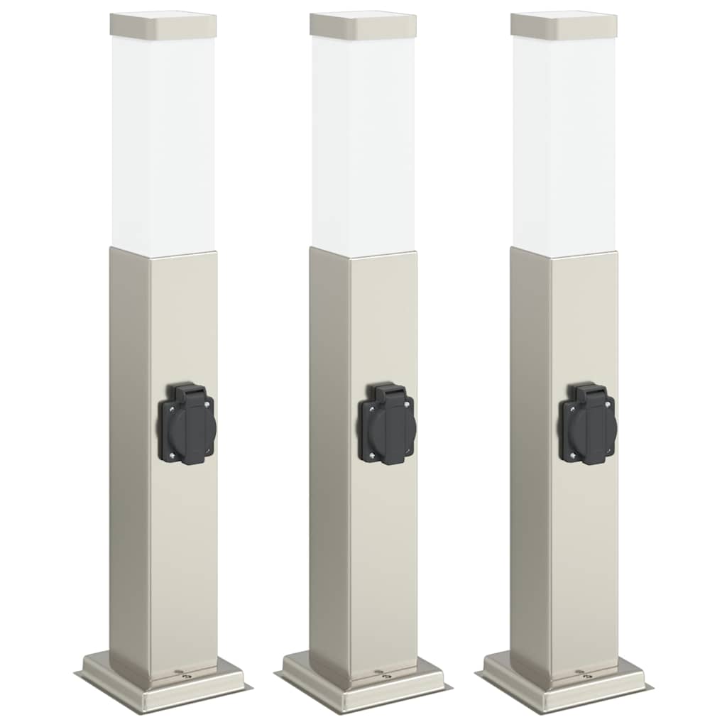 Pollarvalgustid pistikupesaga, 3 tk, 50 cm, roostevabast terasest, IP44