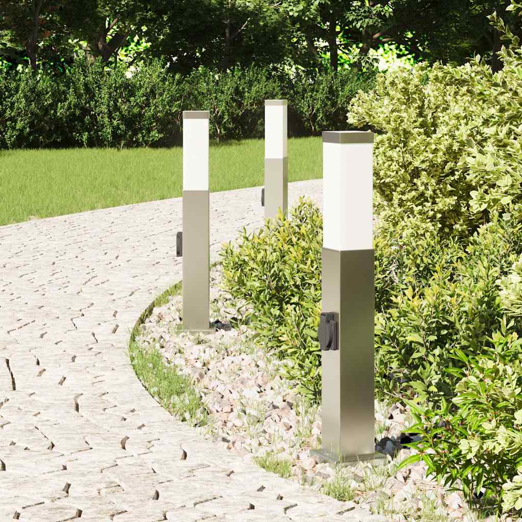 Pollarvalgustid pistikupesaga, 3 tk, 50 cm, roostevabast terasest, IP44