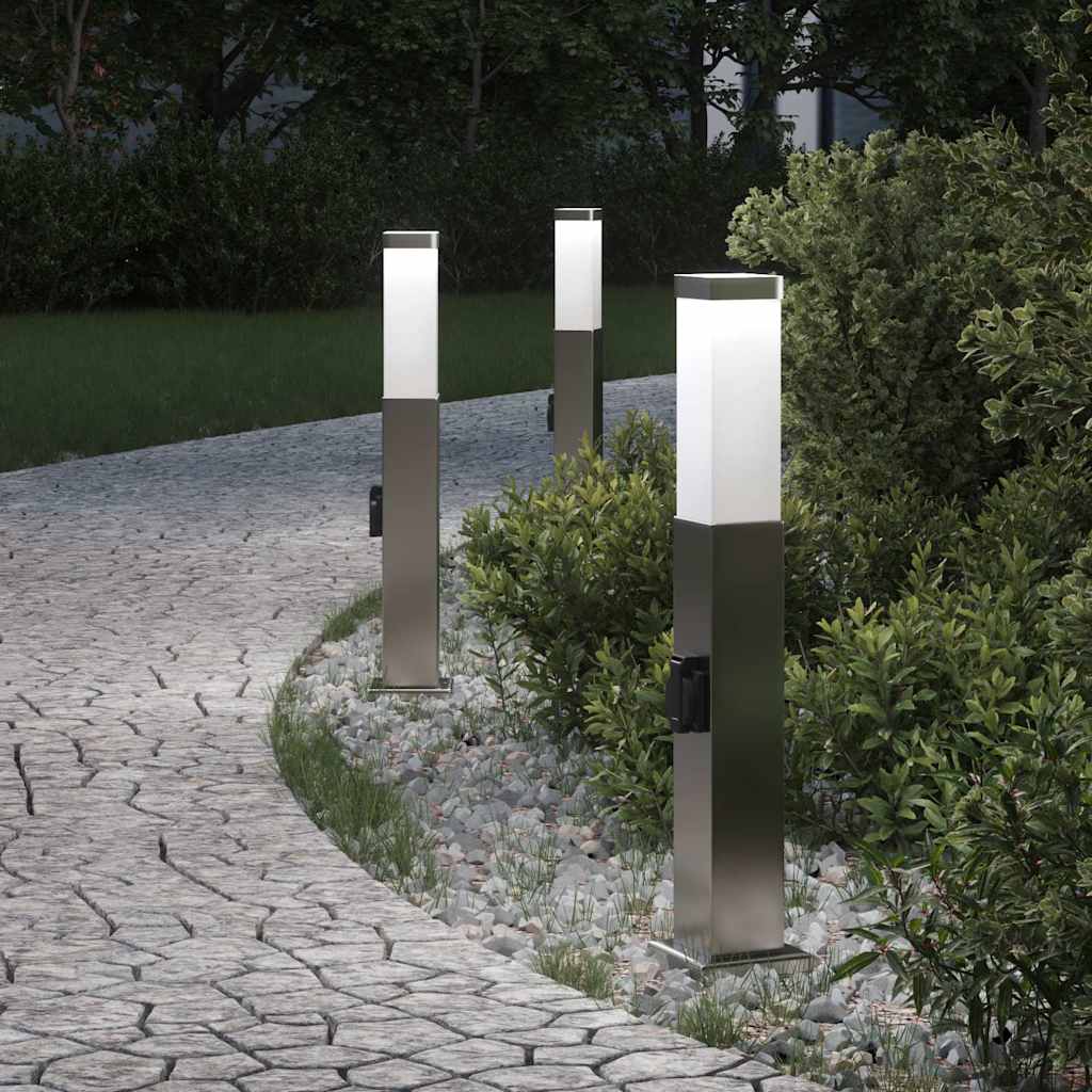 Pollarvalgustid pistikupesaga, 3 tk, 50 cm, roostevabast terasest, IP44