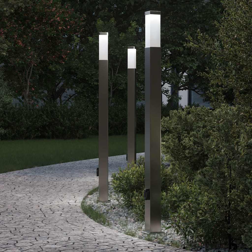Pollarvalgustid pistikupesaga, 3 tk, 110 cm, roostevaba teras, IP44