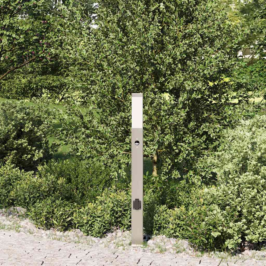 Anduri ja pistikupesaga postvalgusti, 80 cm, roostevaba teras, IP44