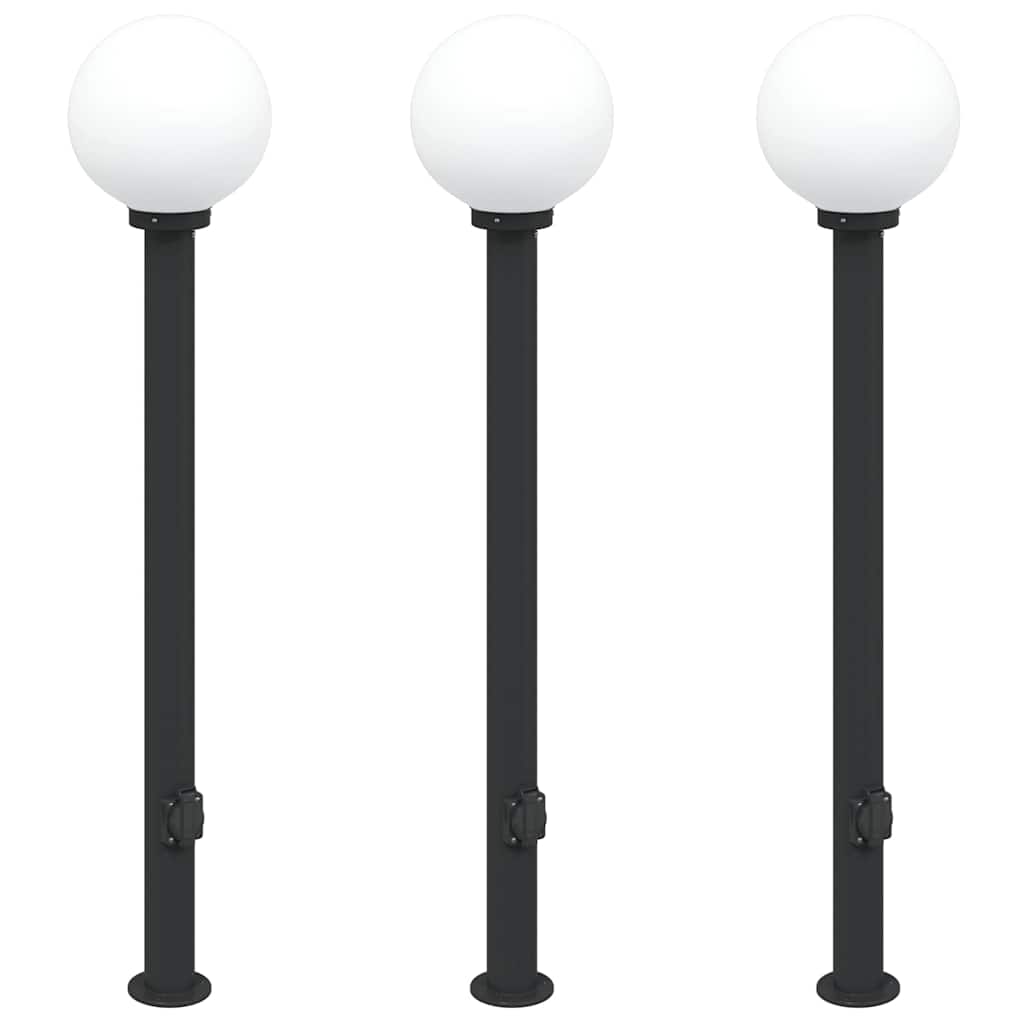 3-osaline pollarvalgusti pistikupesaga, 120 cm, must, IP44