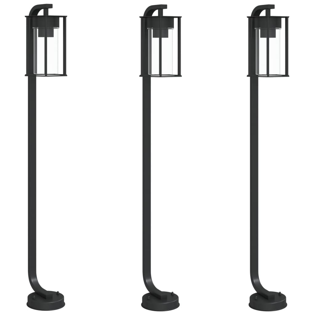 Õue lambipostid 3 tk, must, 100 cm, roostevaba teras